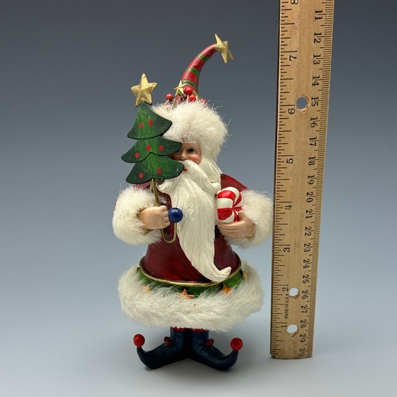 Festive Santa Figurine with Christmas Tree and Candy Cane - Picture 5 of 9
